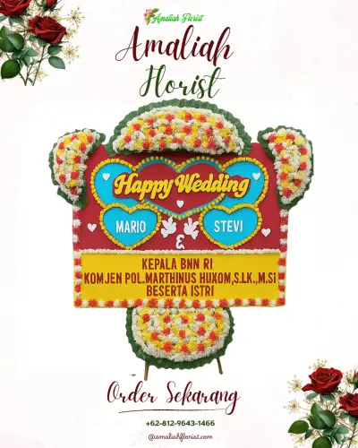 Karangan Papan Bunga Pernikahan di Tegalmlati